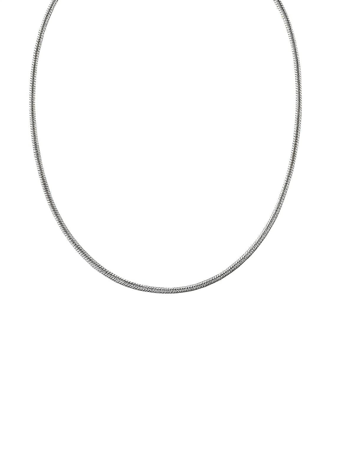 Collier long femme, acier inoxydable, plaqué or 18 carats, chaîne serpent, style minimaliste, modèle Odette - Collier - Argent 35 + 3 cm