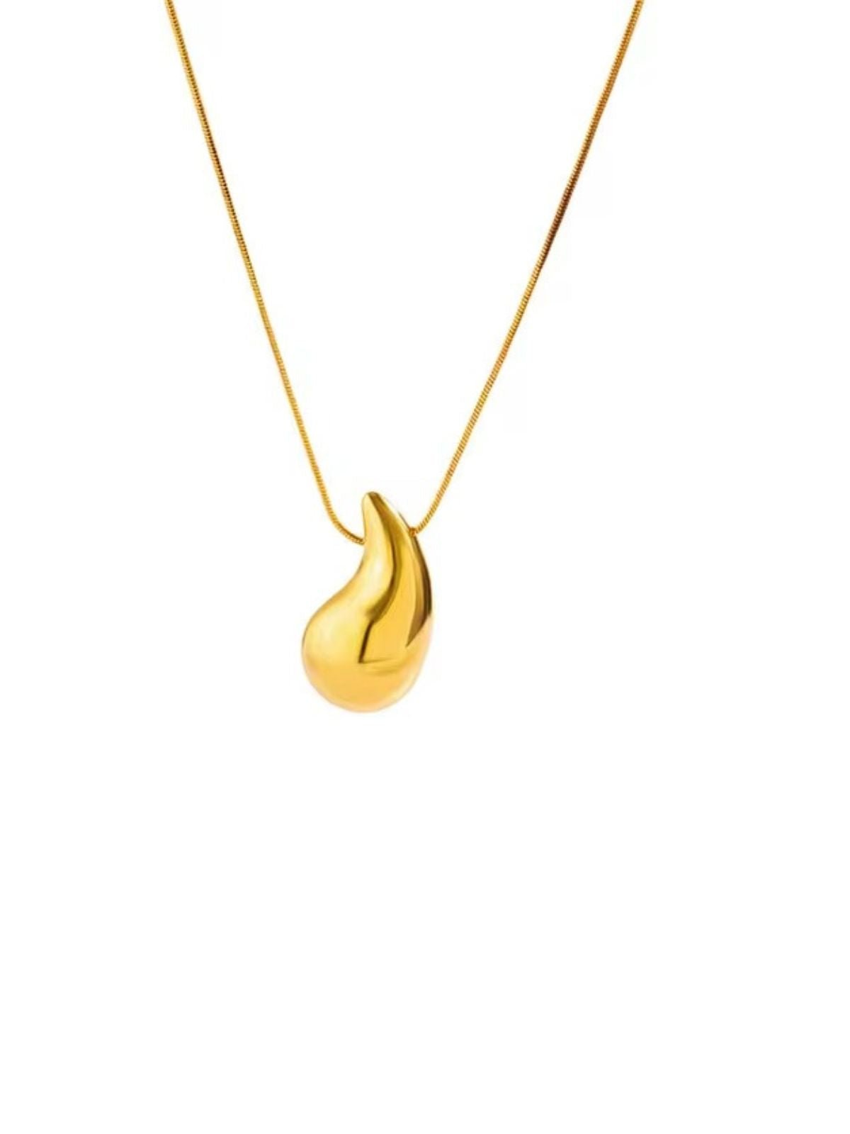 Collier pendentif goutte d'eau, chaîne os de serpent, style minimaliste, bijou doré ou argenté, modèle Flora - Collier - Or 45 cm