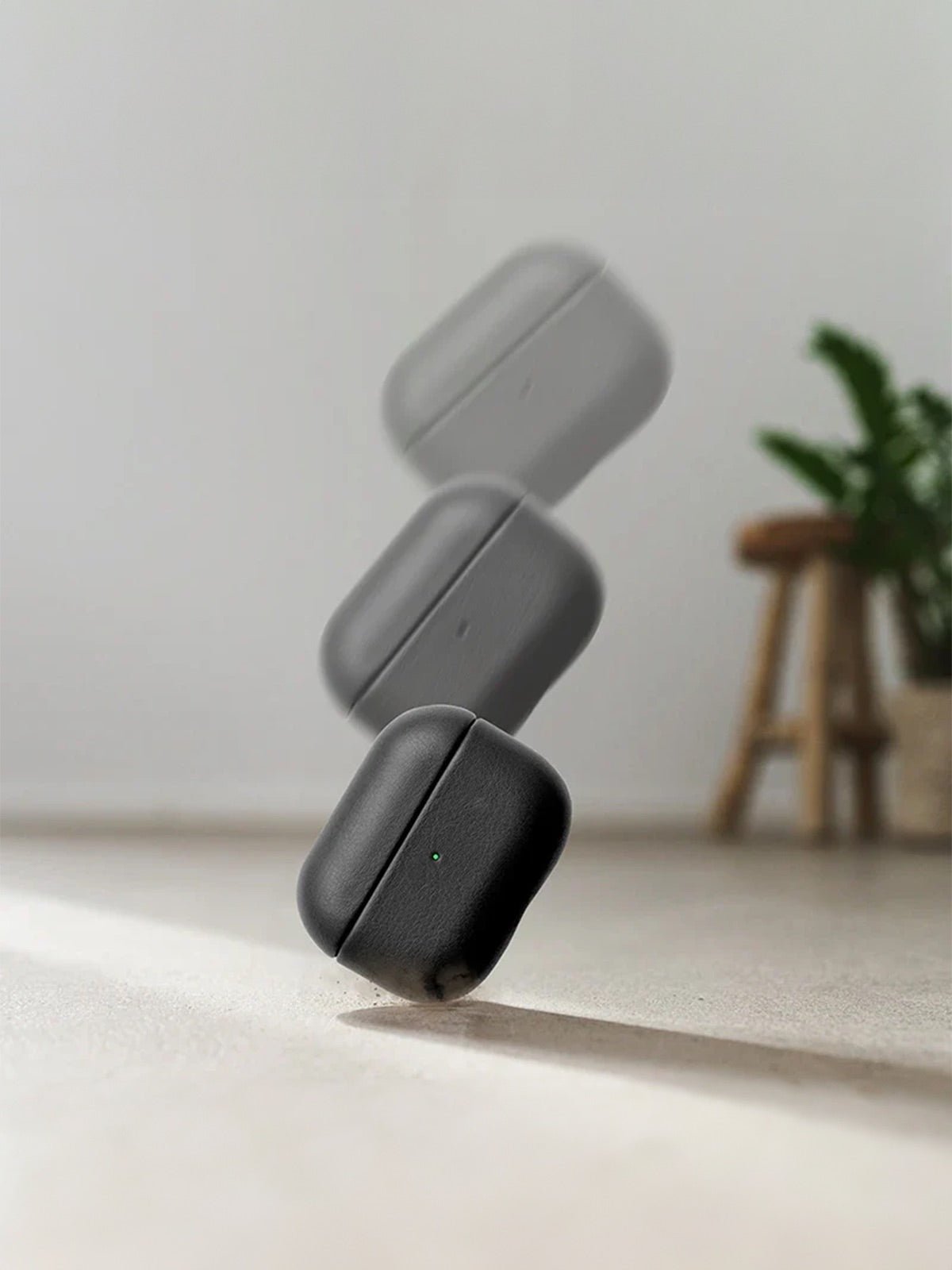 Coque de protection AirPods Pro 1 et 2, design fin, cuir pleine fleur, supporte charge sans fil, modèle Adam - Écouteurs sans fil - Noir