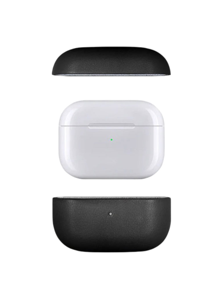 Coque de protection AirPods Pro 1 et 2, design fin, cuir pleine fleur, supporte charge sans fil, modèle Adam - Écouteurs sans fil - Noir