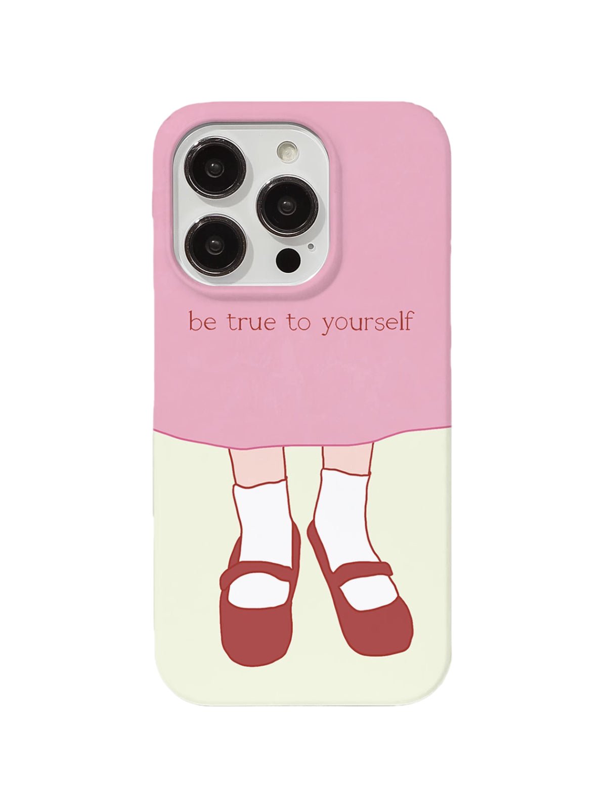 Coque iPhone fille rétro, Be true to yourself, protection rigide antichoc, design mignon rose et crème, motif chaussures, compatible Apple iPhone, style ins adorable, modèle Loneli - Coque iPhone - Rose et crème iPhone XR