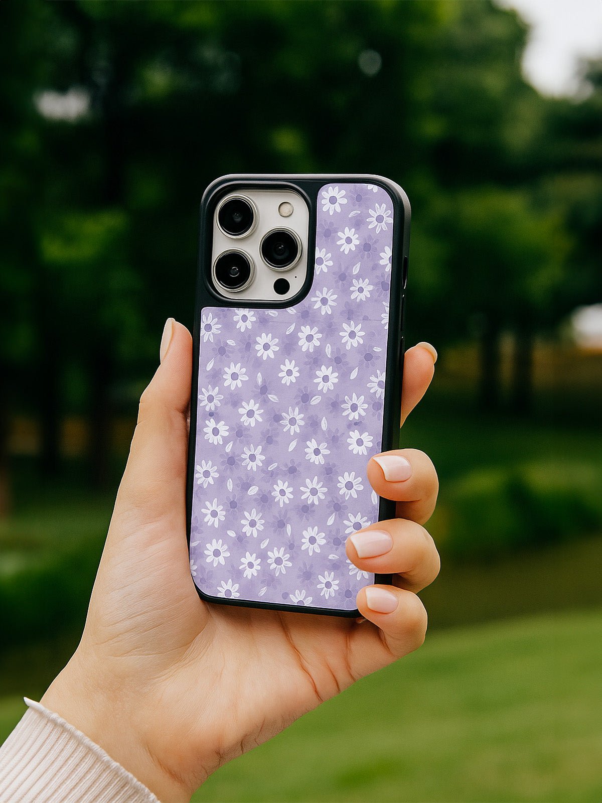 Coque iPhone fleurs violettes, magnétique, protection intégrale, surface en verre lisse, style fleuri moderne, modèle Adixia - Coque iPhone - Lavande iPhone 12