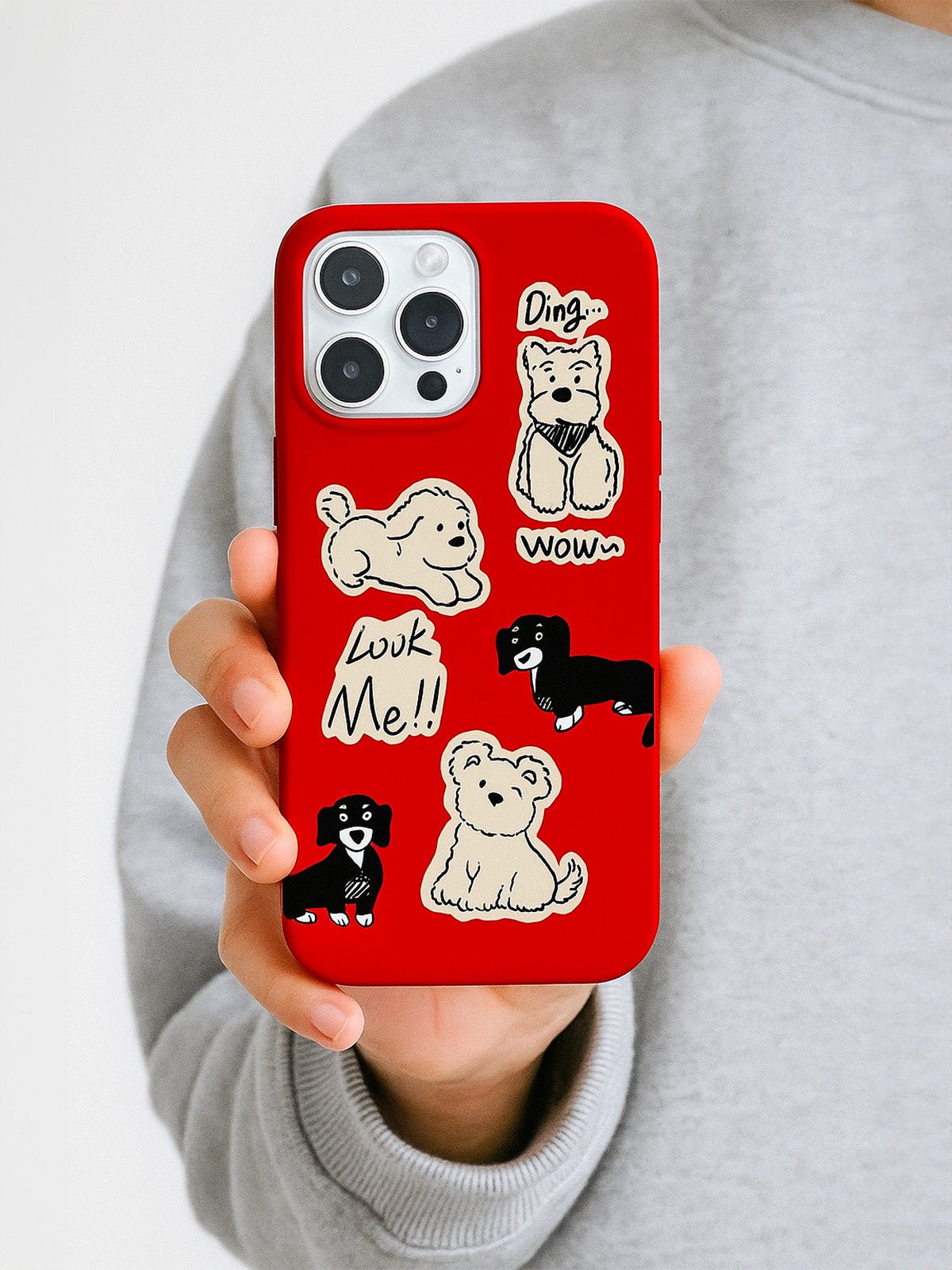 Coque iPhone rouge dessin chien, protection antichoc, finition mate, rebord caméra, motif mignon, compatible MagSafe, modèle Chiha - Coque iPhone - Rouge iPhone X