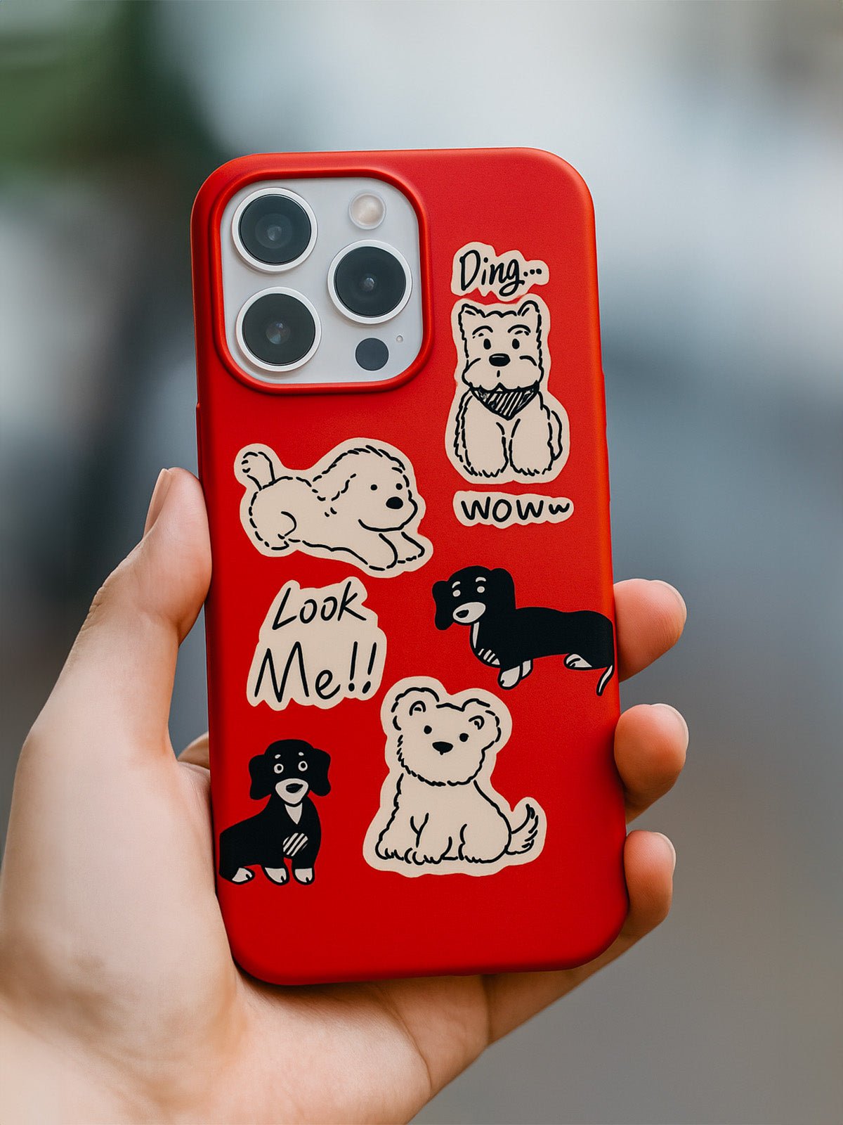 Coque iPhone rouge dessin chien, protection antichoc, finition mate, rebord caméra, motif mignon, compatible MagSafe, modèle Chiha - Coque iPhone - Rouge iPhone X