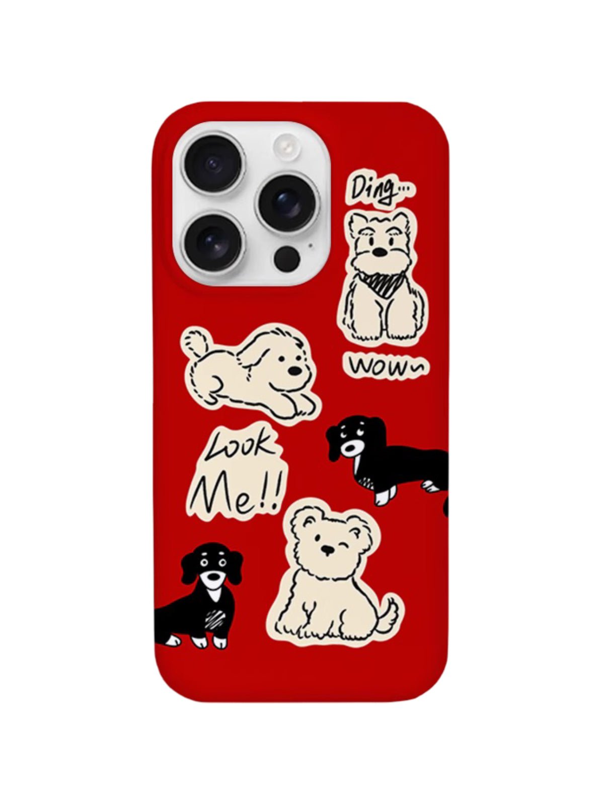 Coque iPhone rouge dessin chien, protection antichoc, finition mate, rebord caméra, motif mignon, compatible MagSafe, modèle Chiha - Coque iPhone - Rouge iPhone X