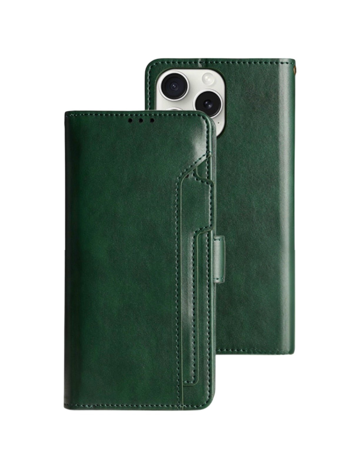 Coque portefeuille cuir magnétique, protection intégrale, support vidéo, rangement cartes, fermeture magnétique, modèle Kayza - Coque iPhone - Vert iPhone 12