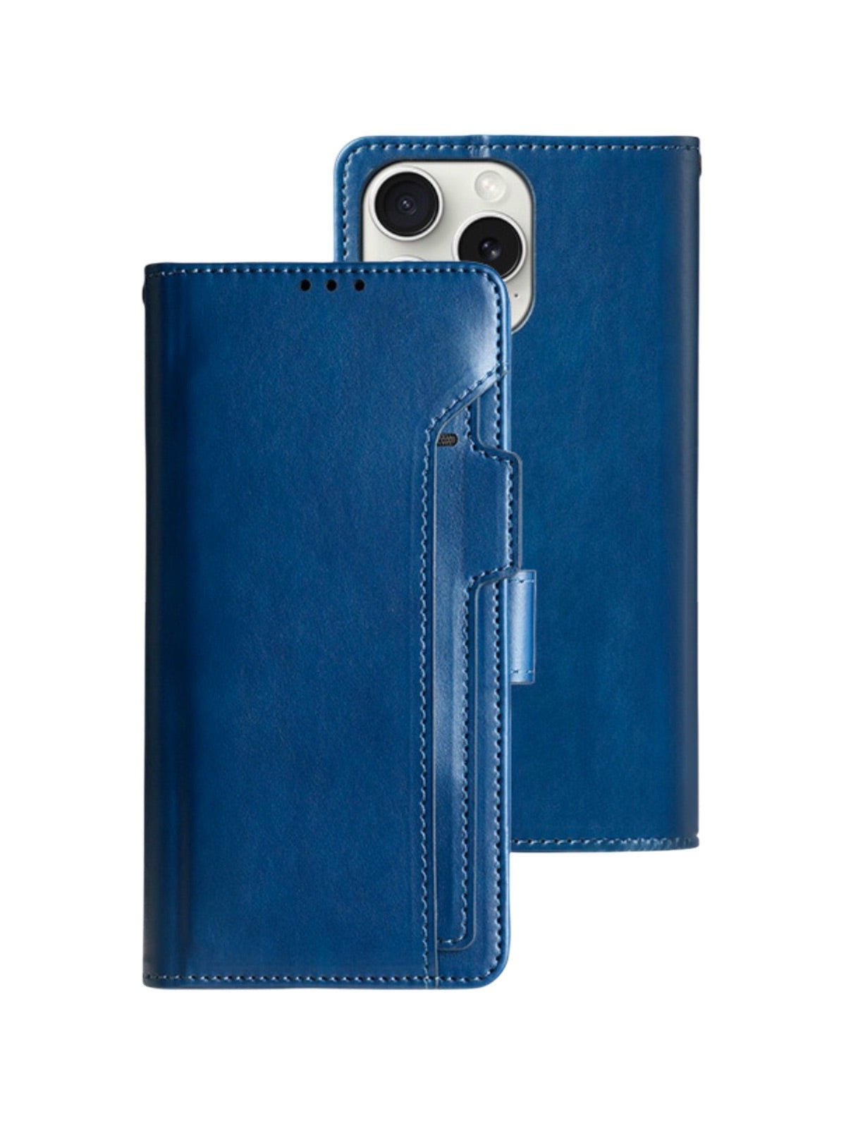 Coque portefeuille cuir magnétique, protection intégrale, support vidéo, rangement cartes, fermeture magnétique, modèle Kayza - Coque iPhone - Bleu iPhone 12
