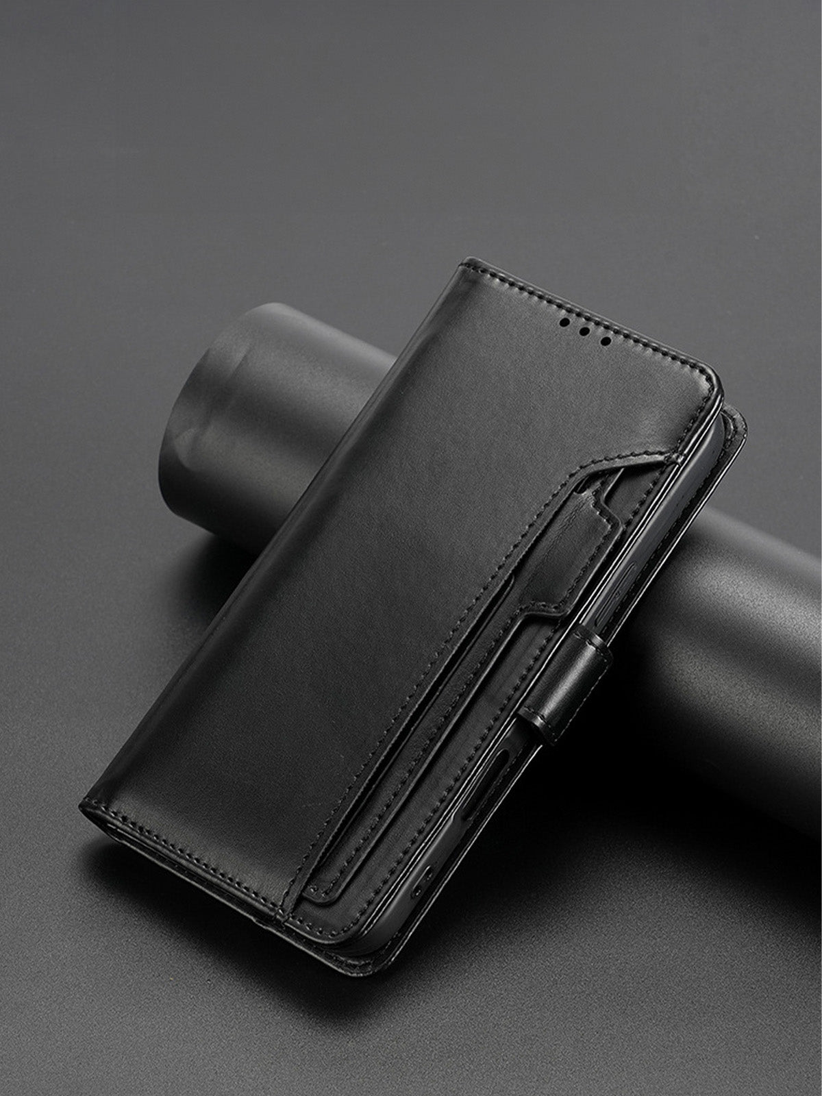 Coque portefeuille cuir magnétique, protection intégrale, support vidéo, rangement cartes, fermeture magnétique, modèle Kayza - Coque iPhone - Noir iPhone 12