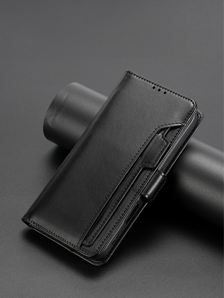 Coque portefeuille cuir magnétique, protection intégrale, support vidéo, rangement cartes, fermeture magnétique, modèle Kayza - Coque iPhone - Noir iPhone 12