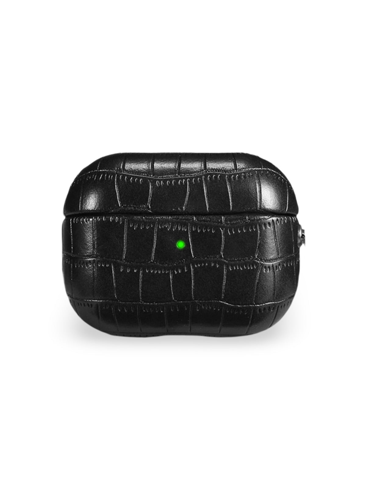 Coque pour AirPods Pro 1 et 2, en simili vegan crocodile, avec mousqueton, protection élégante, modèle Harry - Sacoche - Noir