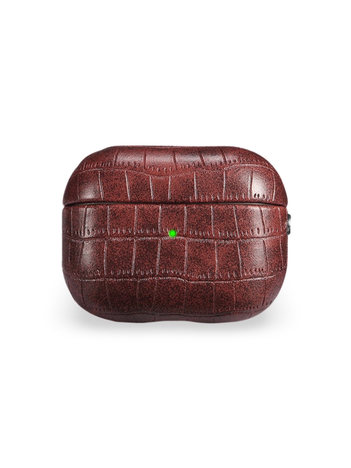 Coque pour AirPods Pro 1 et 2, en simili vegan crocodile, avec mousqueton, protection élégante, modèle Harry - Sacoche - Marron