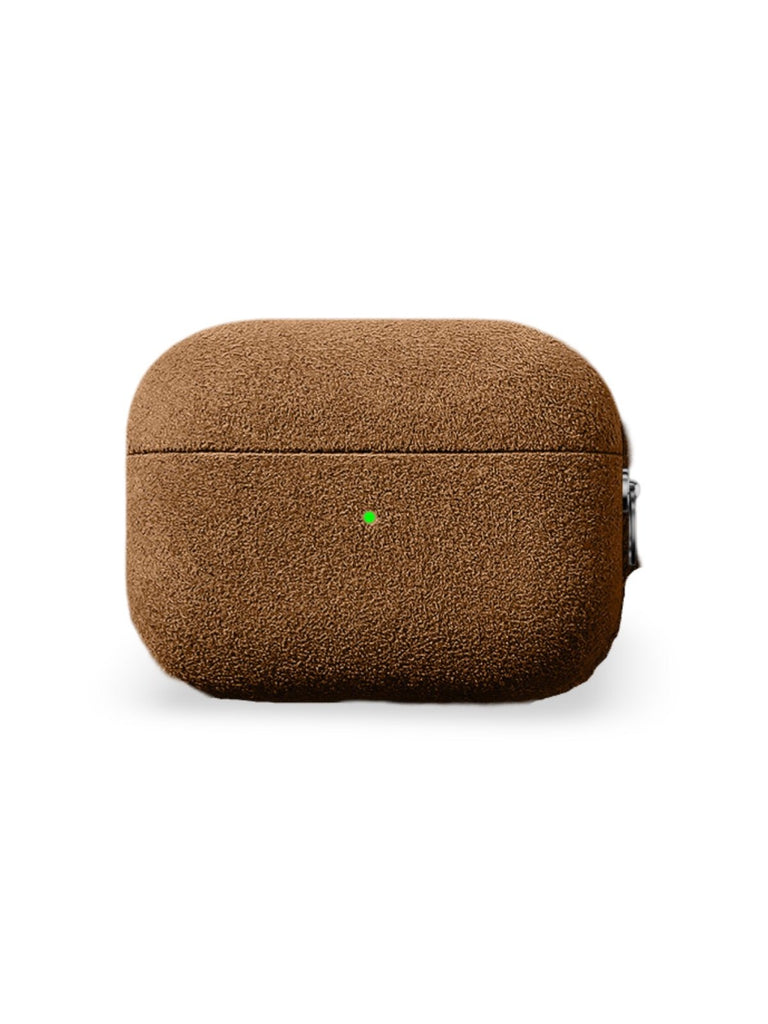 Coque pour AirPods Pro et Pro 2 en simili vegan, toucher doux, magnétique, compatible charge sans fil, modèle Alga - Écouteurs sans fil - Marron