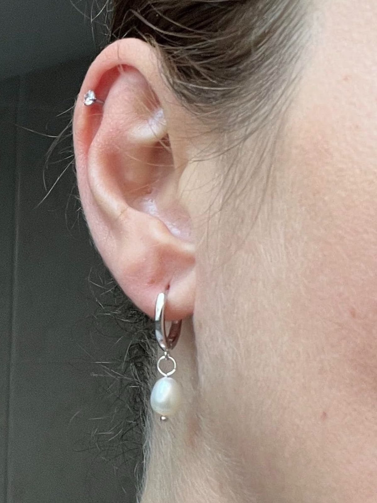 Créoles perles d’eau douce, acier inoxydable, plaqué or 14K, boucles d’oreilles femme, bijoux festifs, accessoires tendance, modèle Nadège - Boucles d'oreilles - Argent 16 mm