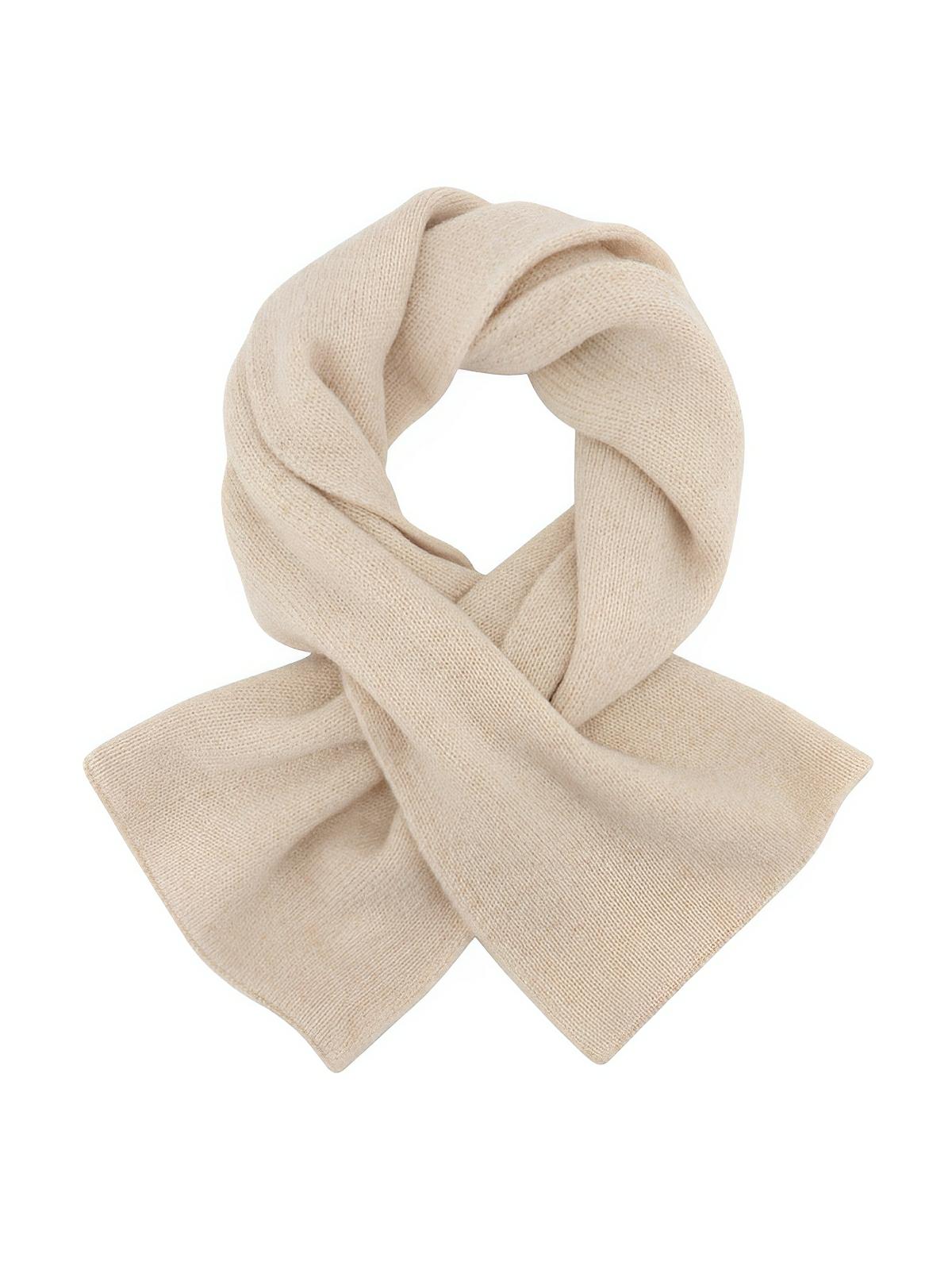 Écharpe 100% laine pour femme, style foulard d'hiver, petite écharpe chaude, couleur unie, modèle Amira - Écharpe - Beige