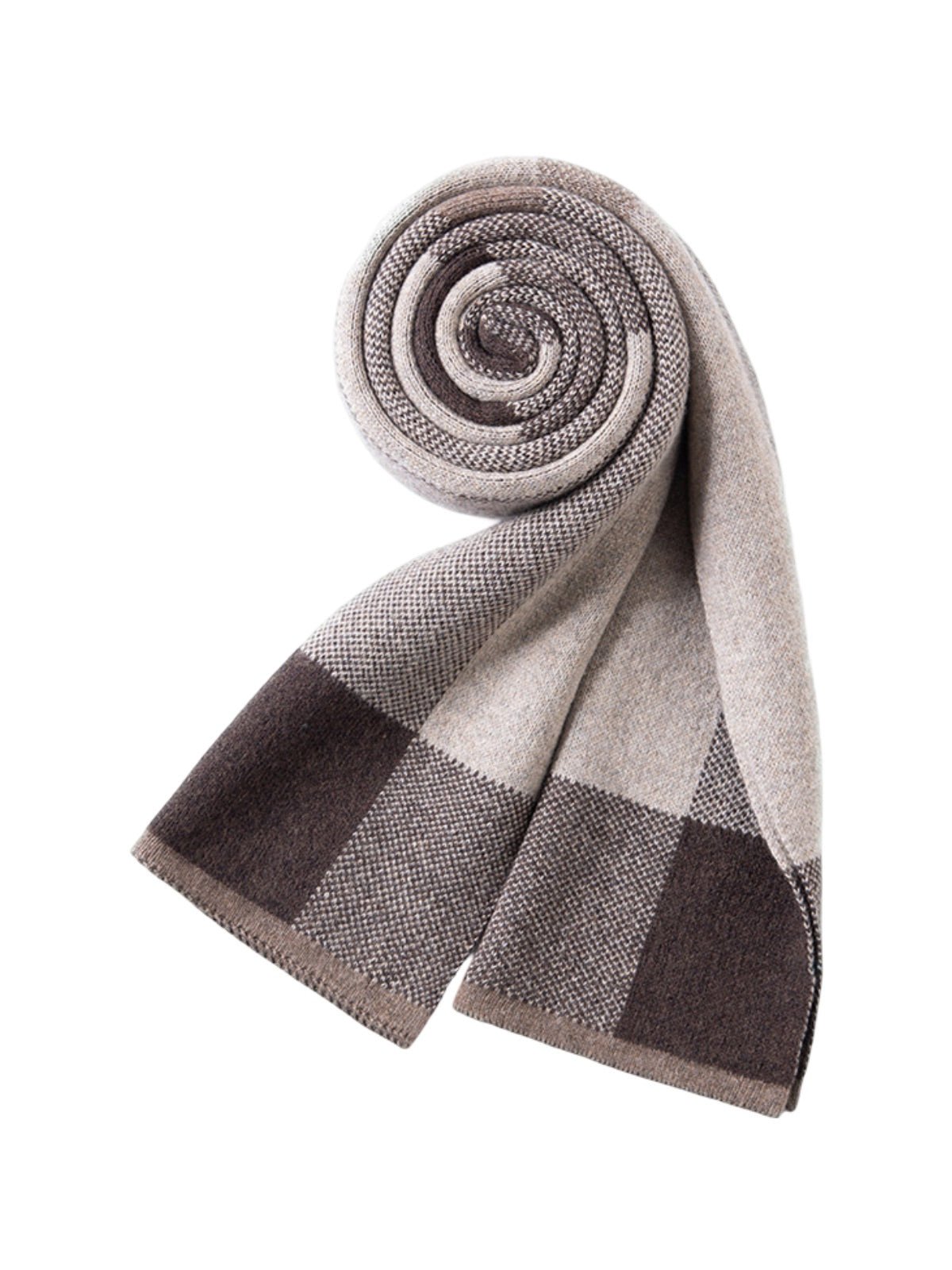 Écharpe en coton et cachemire femme, écharpe à carreaux douce et chaude, hiver 160 cm, style chic et cosy, fine et confortable, modèle Nadia - Écharpe - Beige