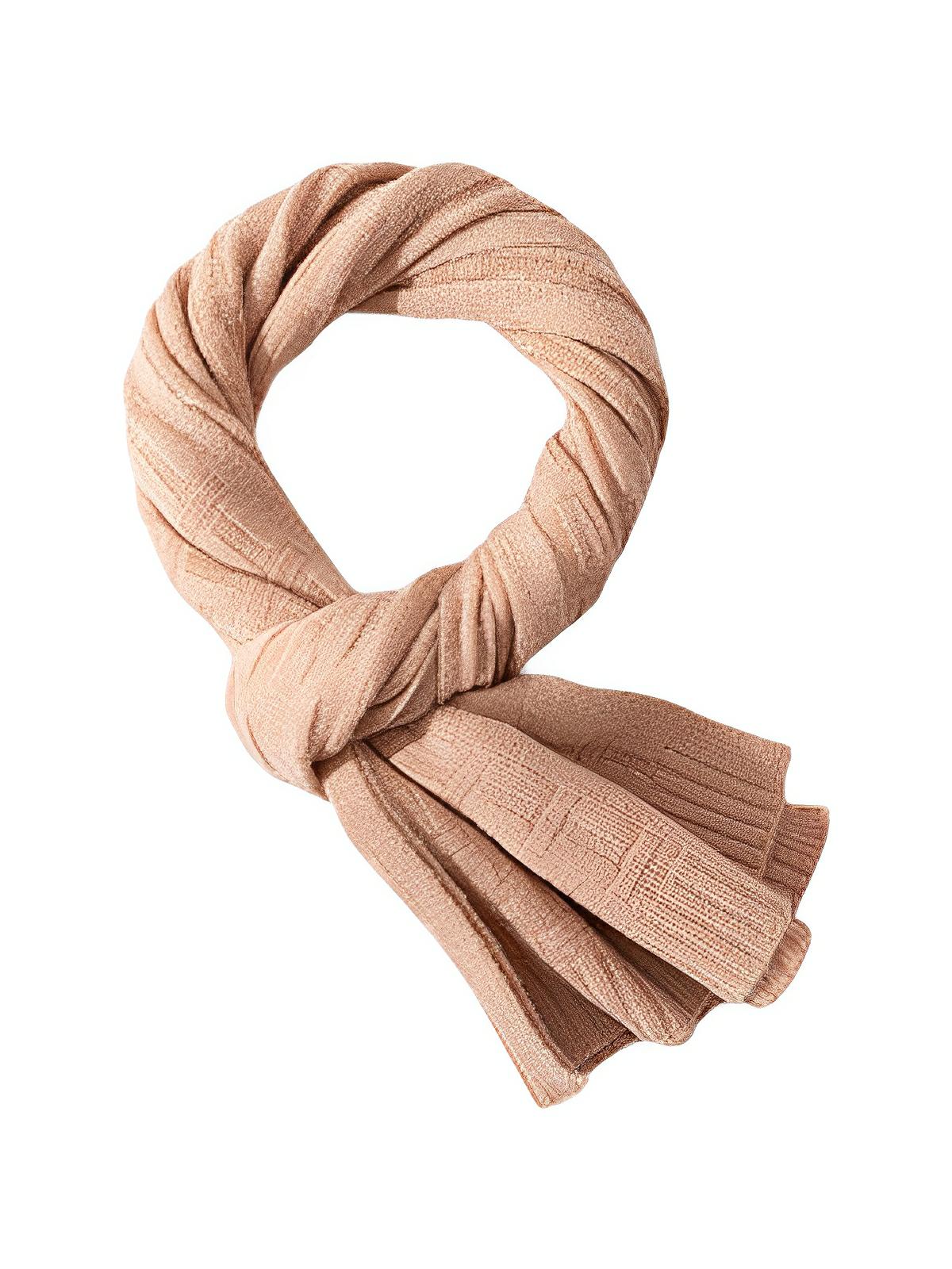 Écharpe en pure laine mérinos, tricotée à motifs lettres, douce et chaude, unisexe, longueur 180 cm, accessoire hiver confortable, modèle Yuna - Écharpe - Beige