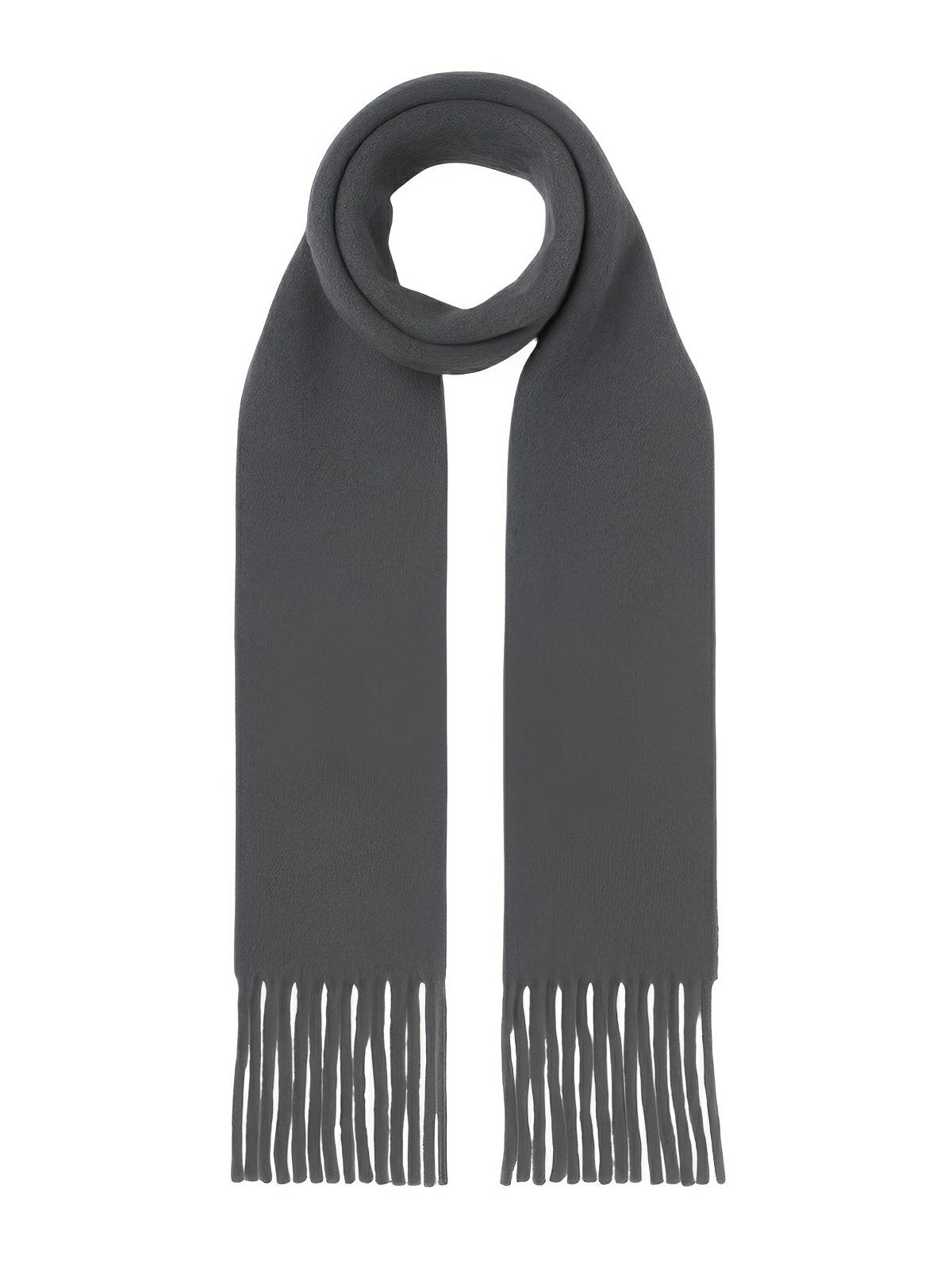 Écharpe femme hiver, longue écharpe chaude, frangée douce, maille unie, 40x210 cm, modèle Justine - Écharpe - Gris