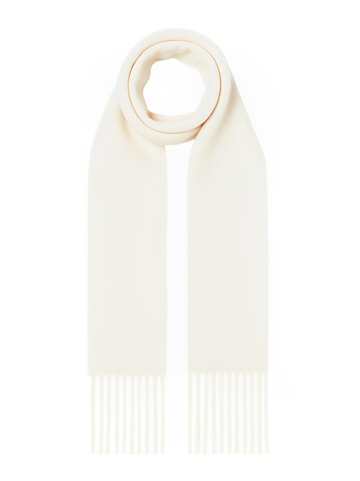 Écharpe femme hiver, longue écharpe chaude, frangée douce, maille unie, 40x210 cm, modèle Justine - Écharpe - Blanc
