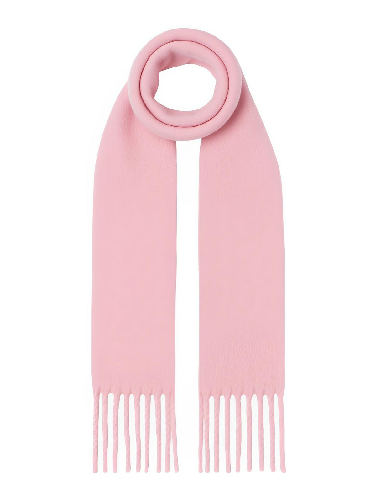 Écharpe femme hiver, longue écharpe chaude, frangée douce, maille unie, 40x210 cm, modèle Justine - Écharpe - Rose