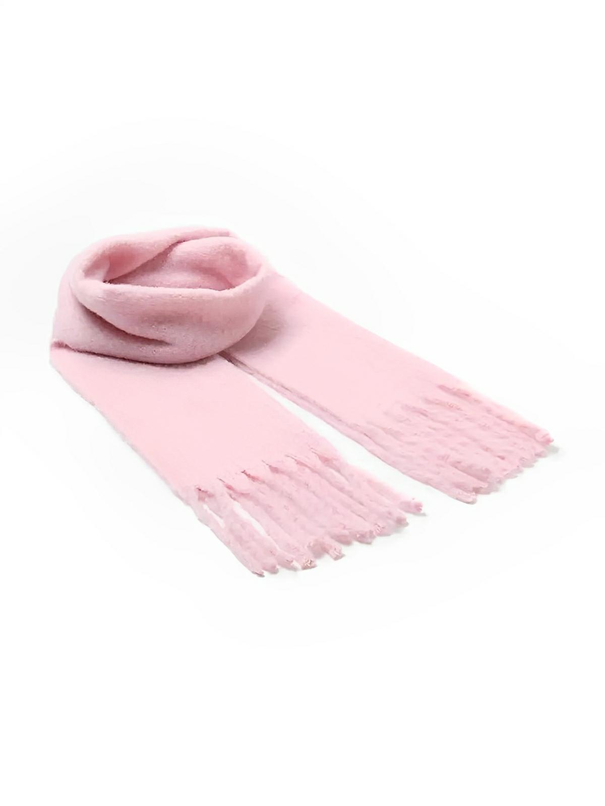 Écharpe femme hiver, longue écharpe chaude, frangée douce, maille unie, 40x210 cm, modèle Justine - Écharpe - Rose
