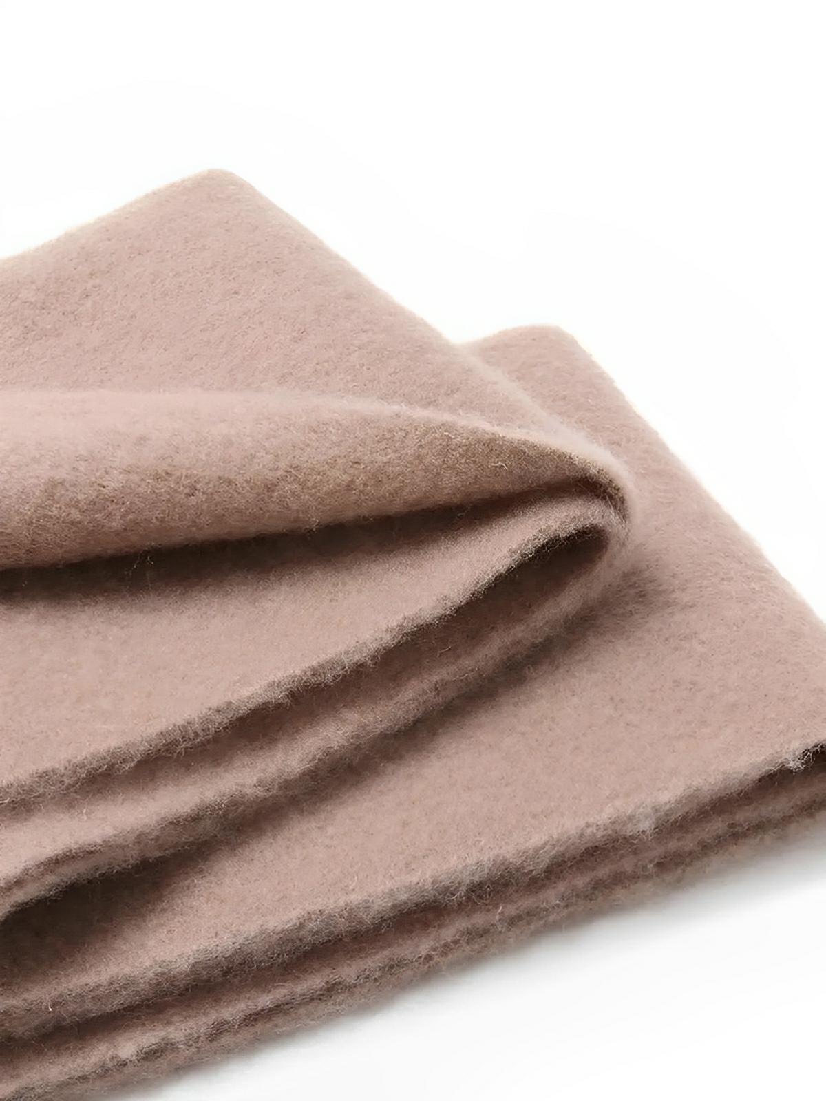 Écharpe femme hiver, longue écharpe chaude, frangée douce, maille unie, 40x210 cm, modèle Justine - Écharpe - Taupe