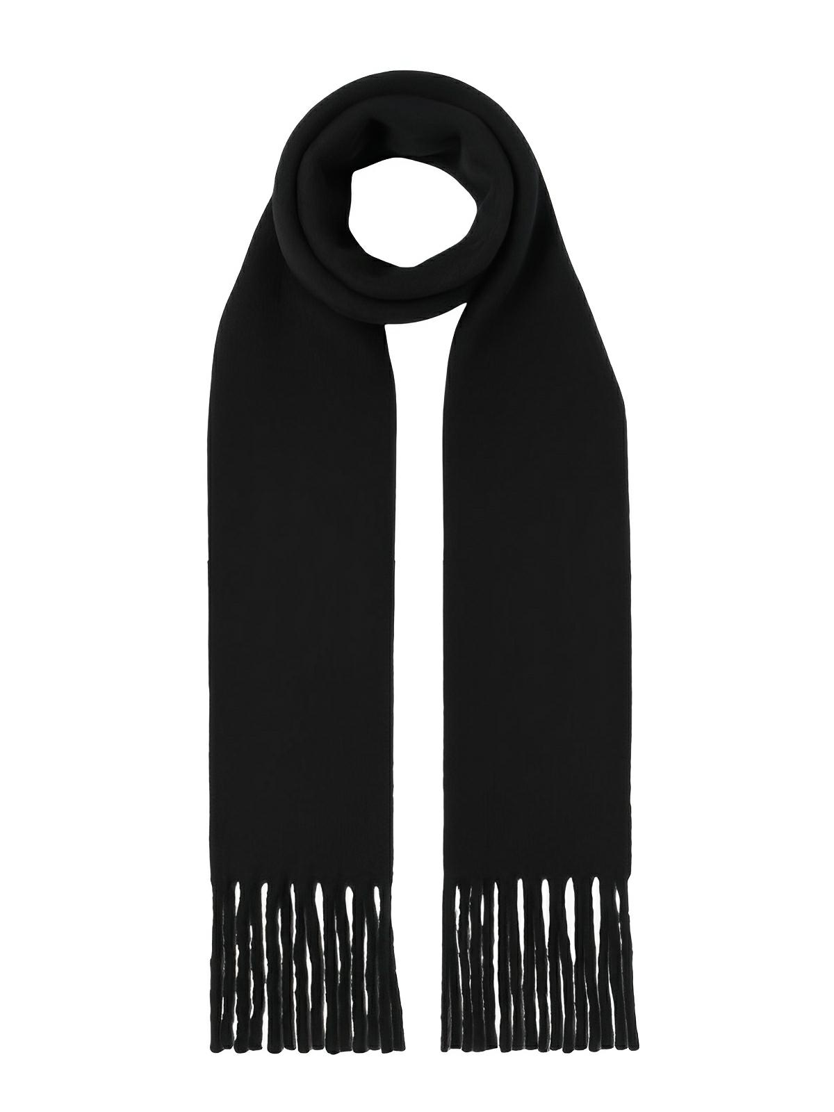 Écharpe femme hiver, longue écharpe chaude, frangée douce, maille unie, 40x210 cm, modèle Justine - Écharpe - Noir