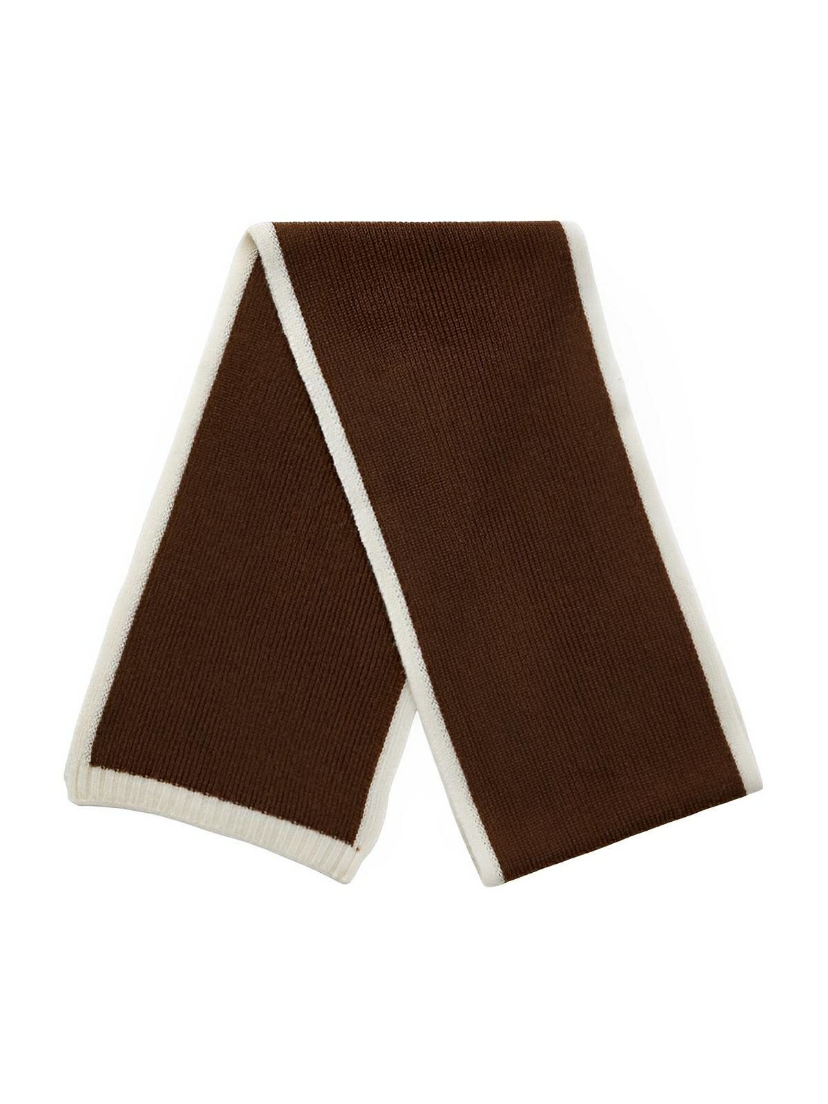 Écharpe pour femme, hiver 100% laine, douce et chaude, tricotée fine, unie bord contrasté, modèle Lancasta - Écharpe - Marron