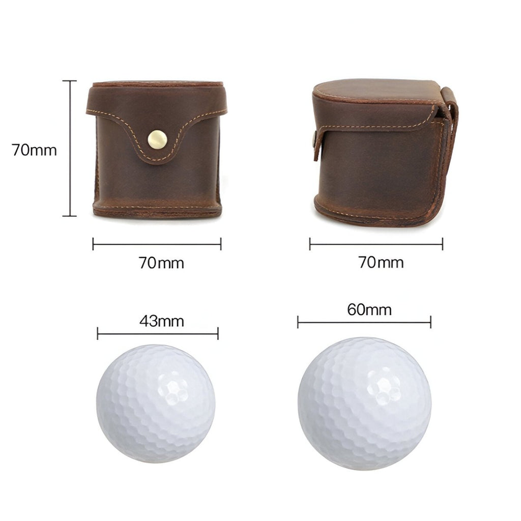 Étui pour balles de golf et tees, en cuir, compact, modèle Benoist - Coffret - Café