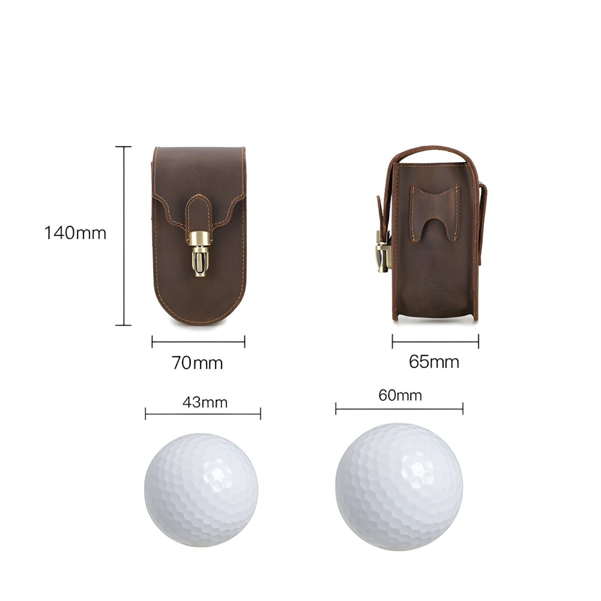 Étui pour balles de golf et tees, en cuir, transportable partout, modèle Amarant - Coffret - Café