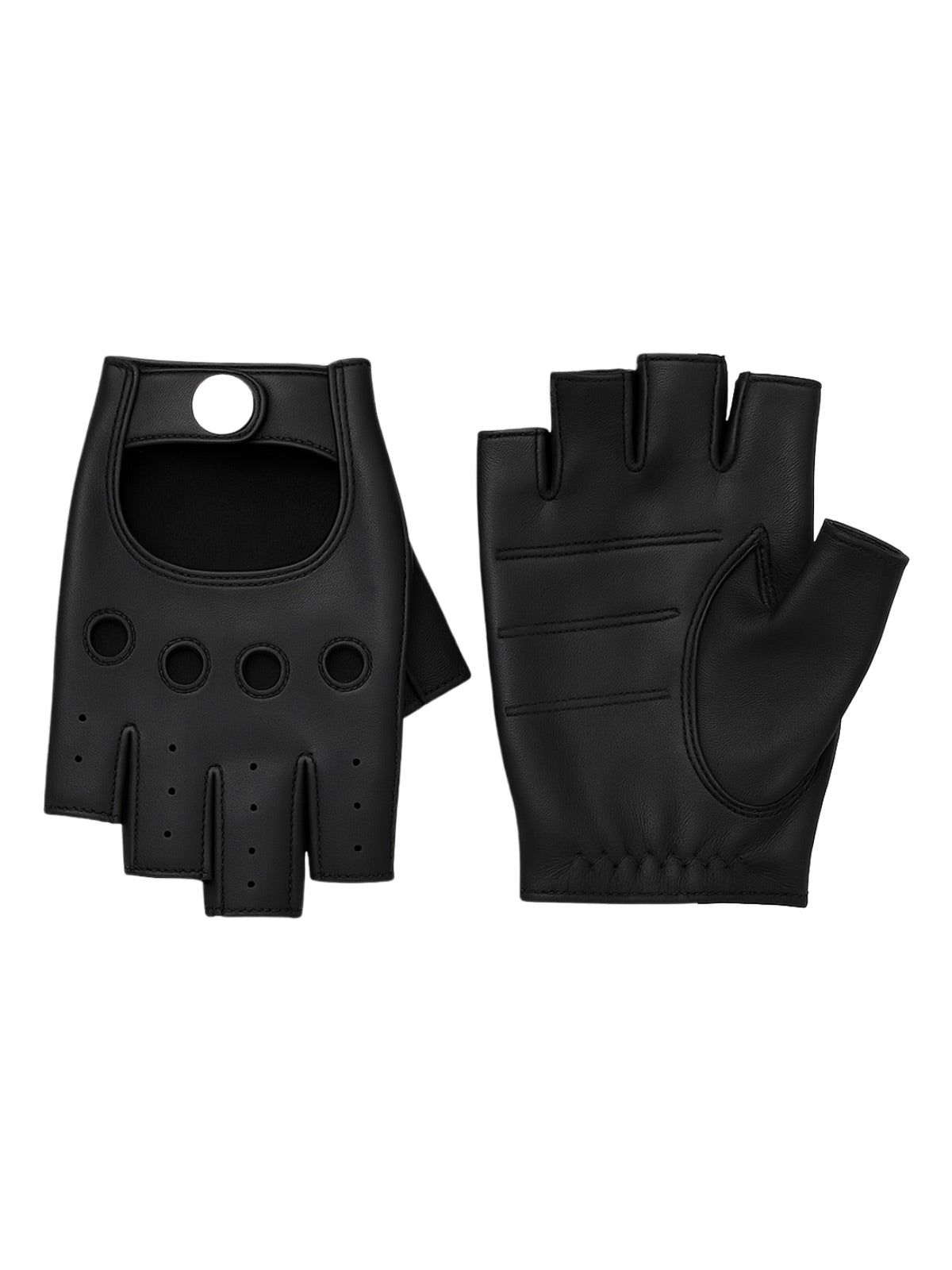 Gants demi - doigt homme cuir, gants moto vintage en cuir, gants de conduite respirants, gants antidérapants ouverts, modèle Mecto - Gants - Noir M