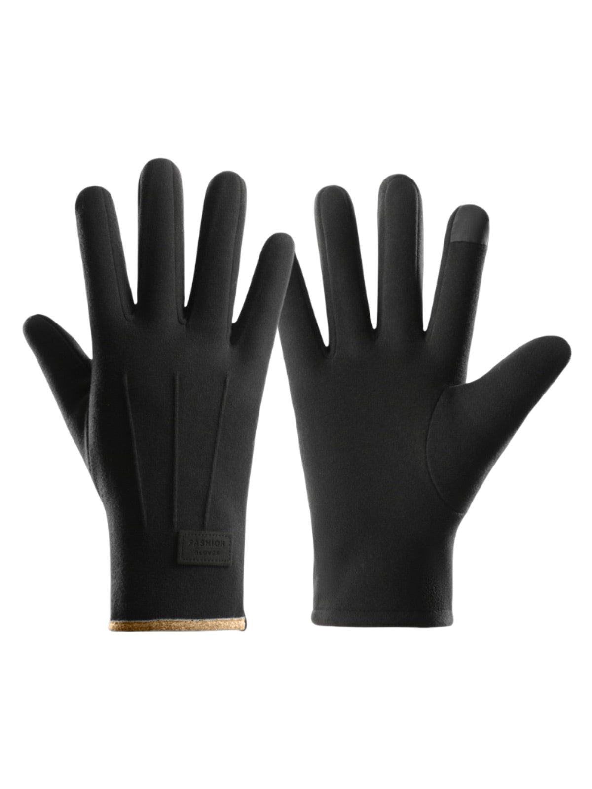 Gants d'hiver homme, tactiles, chauds en polyester, doublés en velours, résiste au froid, modèle Yann - Gants - Noir