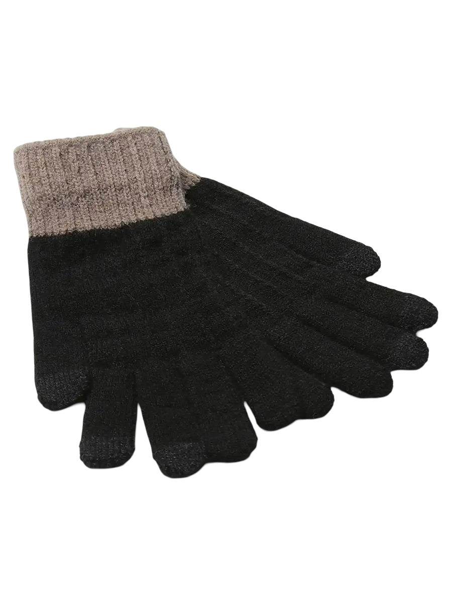 Gants d’hiver tactile, tricot femme, chauds et doux, hiver confort, look simple et chaleureux, modèle Loïs - Gants - Noir