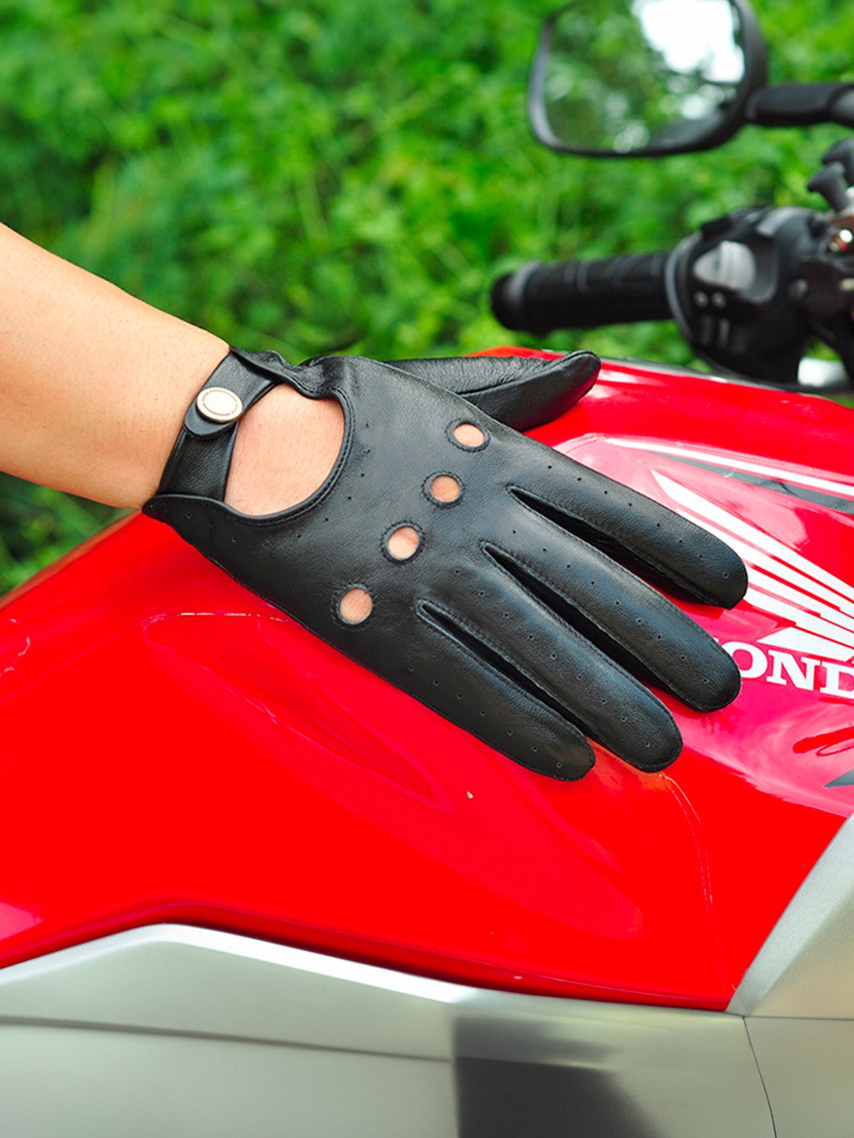 Gants en cuir homme moto, gants printemps automne, gants rétro en cuir souple, pour motard, respirants, style vintage urbain, modèle Trevor - Gants - Noir M
