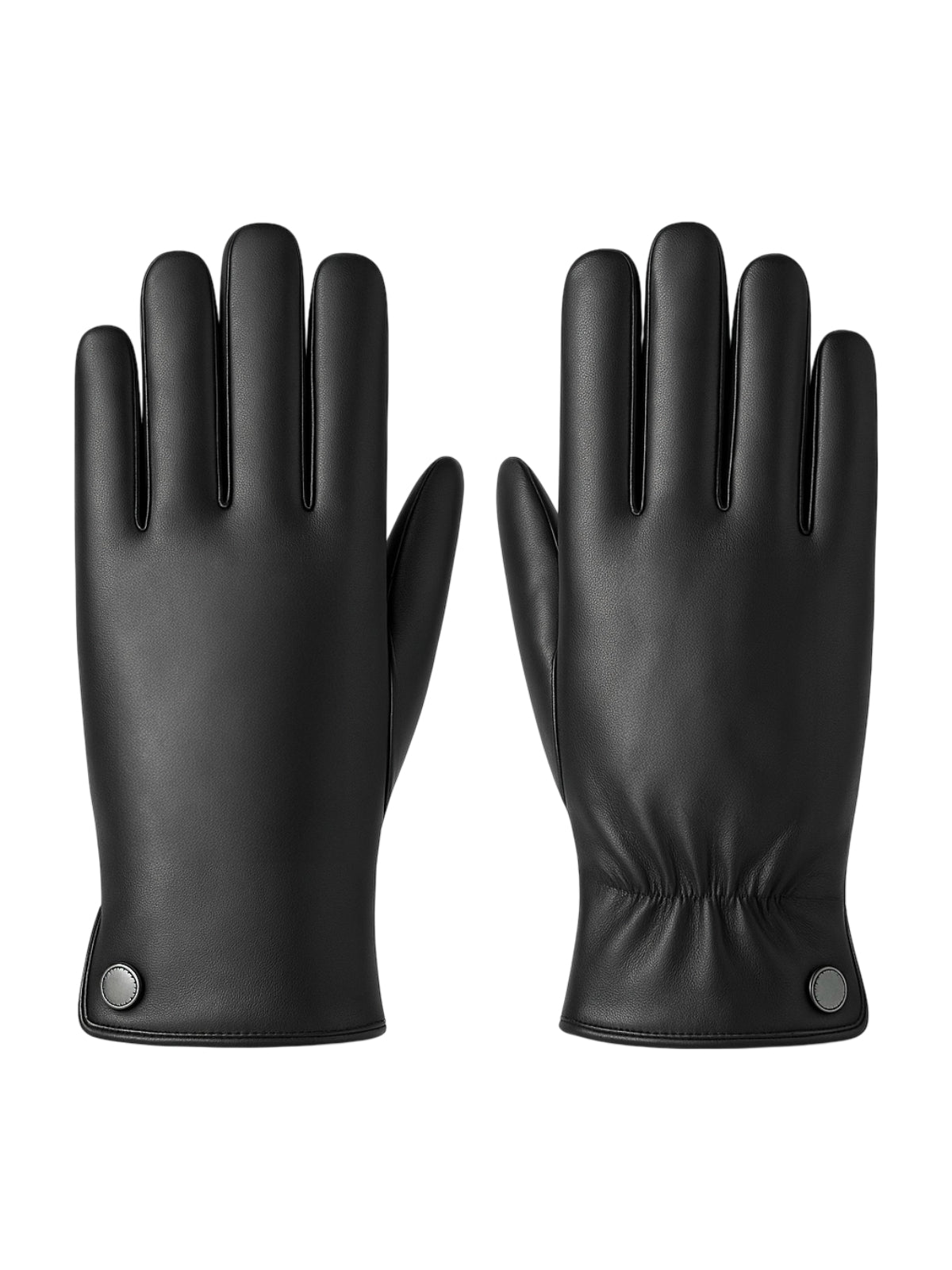 Gants en cuir pour homme, d'hiver, gants noirs doublés laine, habillés et chauds, antidérapants et moderne, modèle Romano - Gants - Noir M