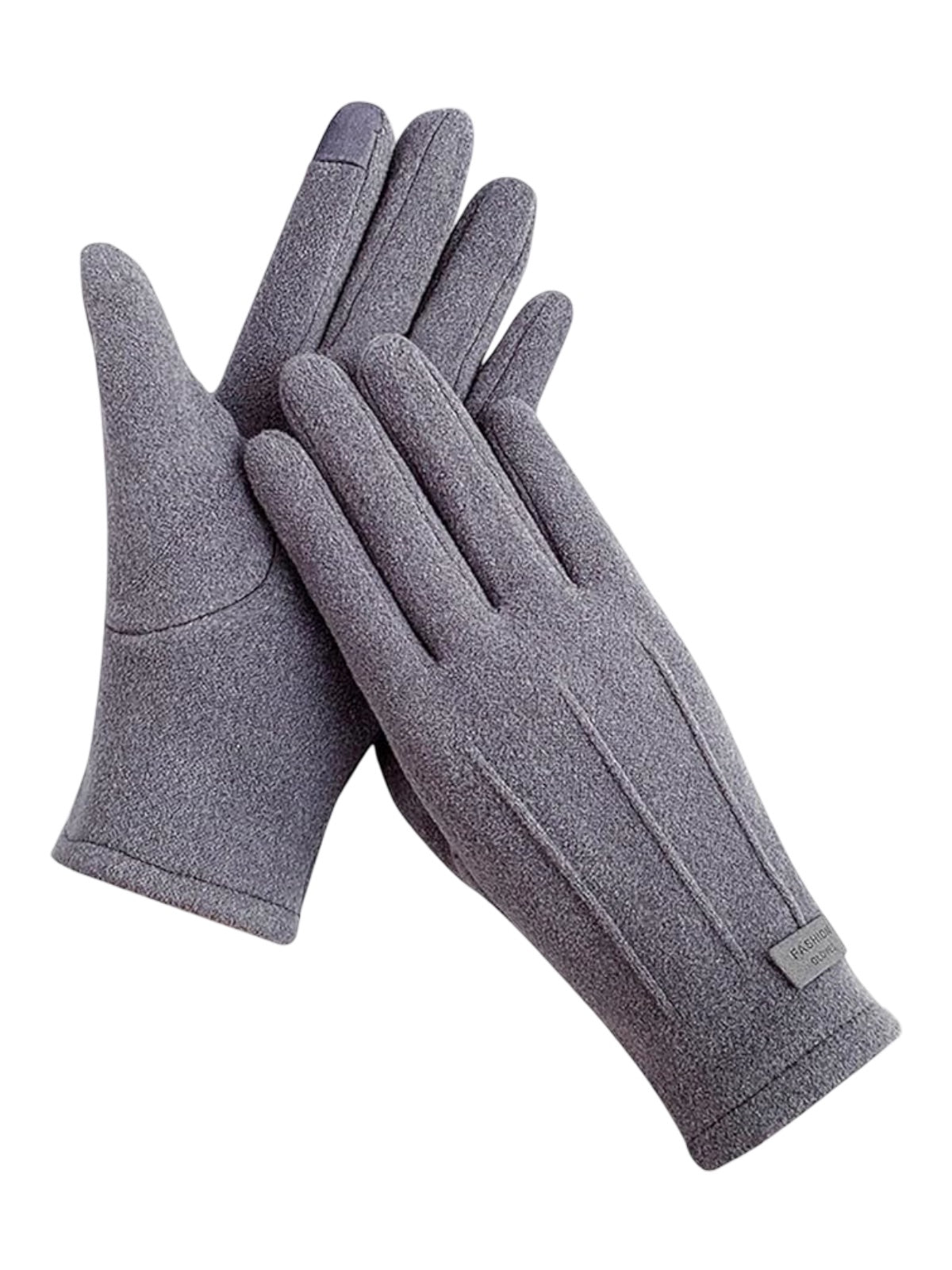 Gants hiver femme, tactiles et chauds, velours thermiques, sans fermeture, anti - froid, modèle Lina - Gants - Gris
