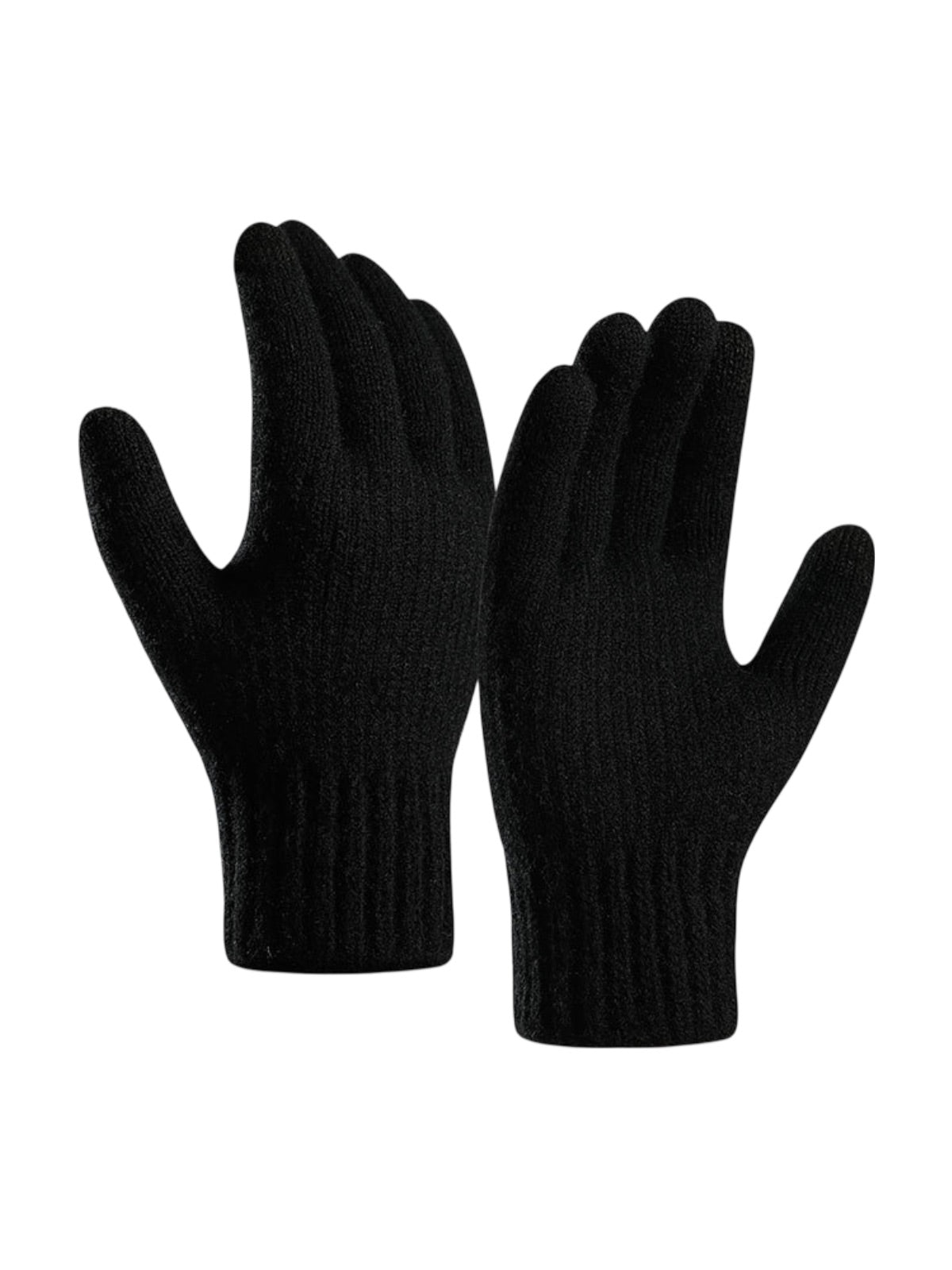 Gants homme hiver, chauds et doux, laine d'alpaga, écran tactile, maille côtelée, coupe ajustée, modèle Helwan - Gants - Noir