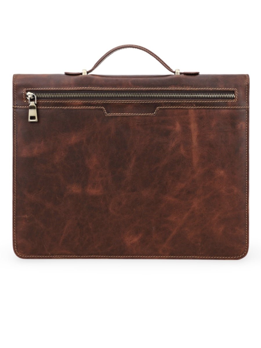 Housse en cuir marron pour ordinateur portable, tablette et documents, porte - cartes intégré, format A4, modèle Pamphil - Housse - Café