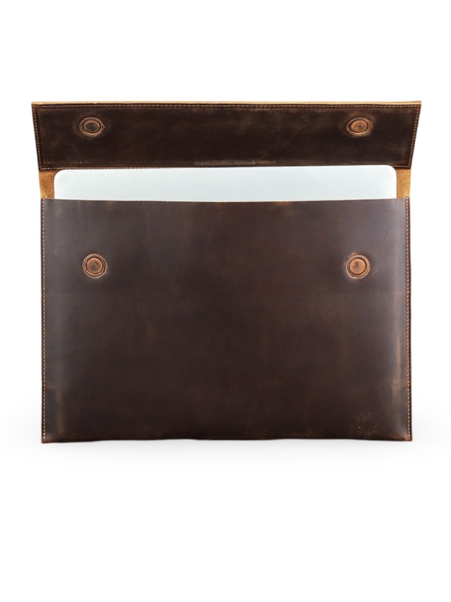 Housse en cuir pour MacBook Air 15 pouces, étui élégant aimanté, protection raffinée pour ordinateur portable, modèle Rigobert - Housse - Café