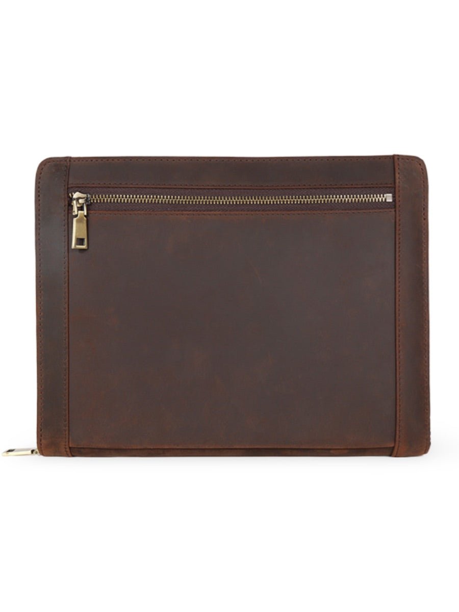 Housse en cuir véritable pour tablette, porte - documents et rangement à stylos, compatible iPad, style business, modèle Victorien - Housse - Café