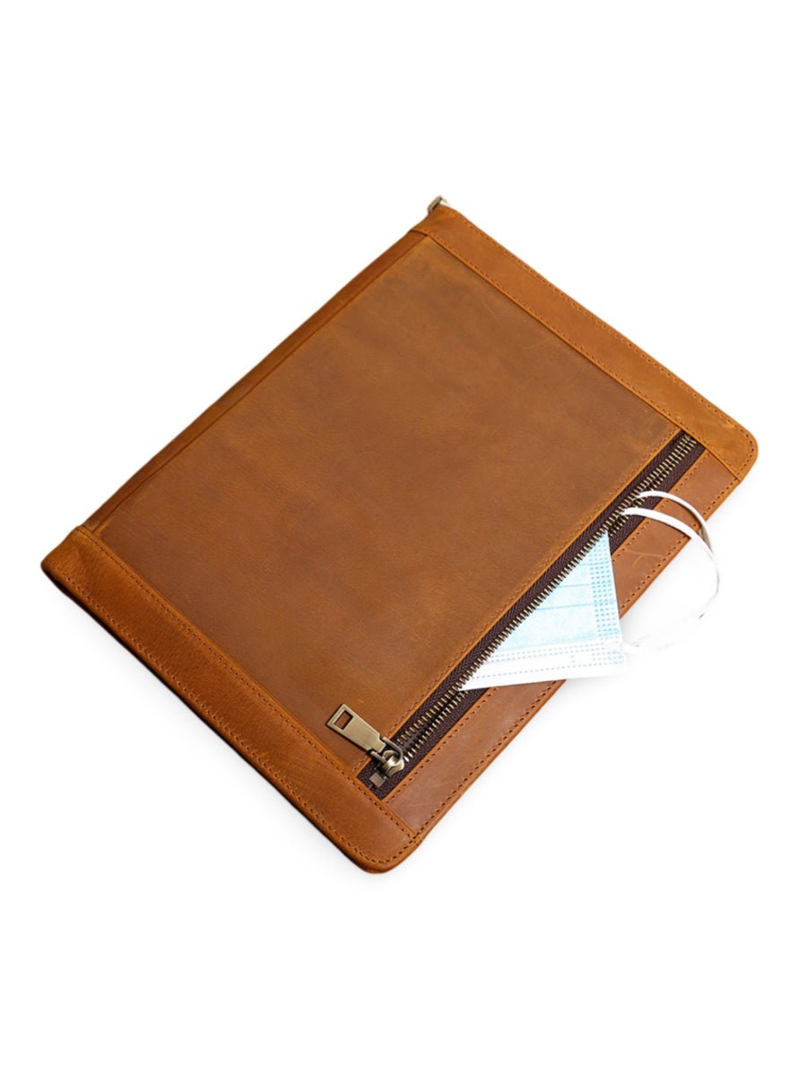 Housse en cuir véritable pour tablette, porte - documents et rangement à stylos, compatible iPad, style business, modèle Victorien - Housse - Marron