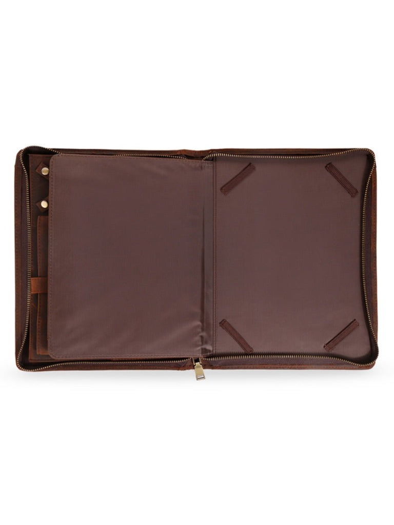 Housse en cuir véritable pour tablette, porte - documents et rangement à stylos, compatible iPad, style business, modèle Victorien - Housse - Café