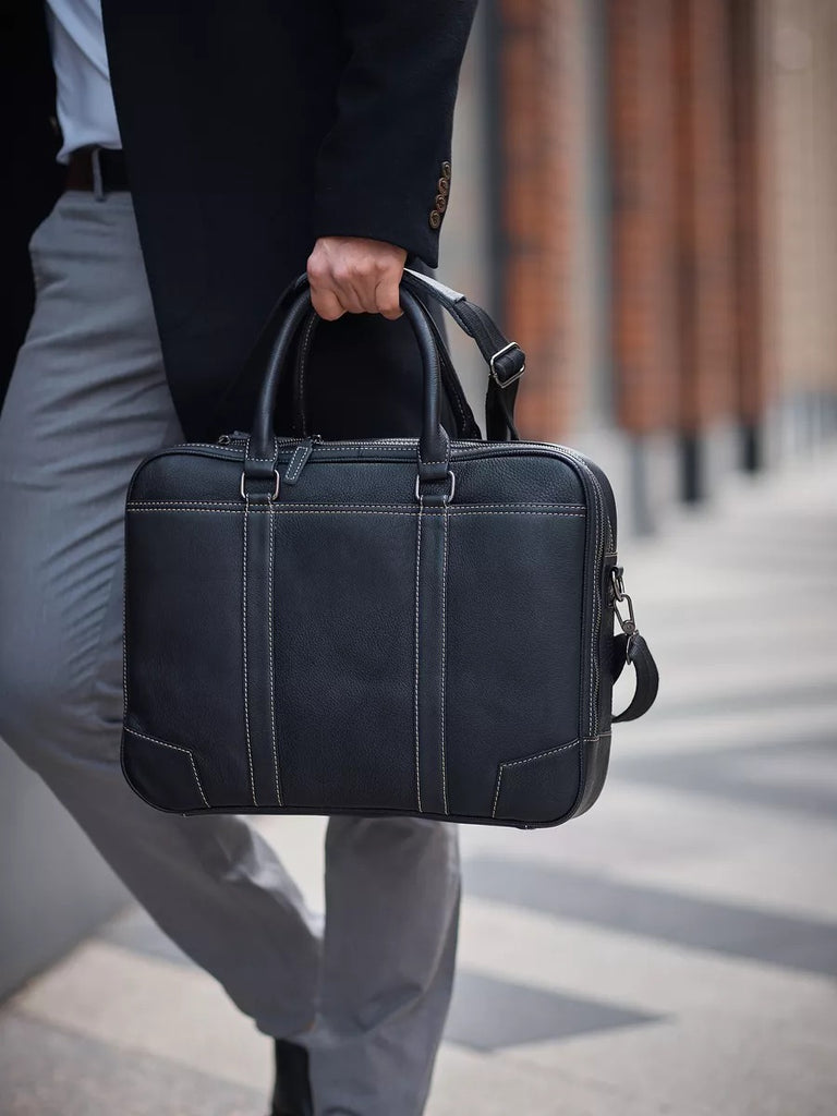 Porte-documents homme en cuir, porte-documents noir, sac ordinateur 14 pouces, sacoche affaires, sac business épaule, sac de cours, sac de professeur, modèle Zak