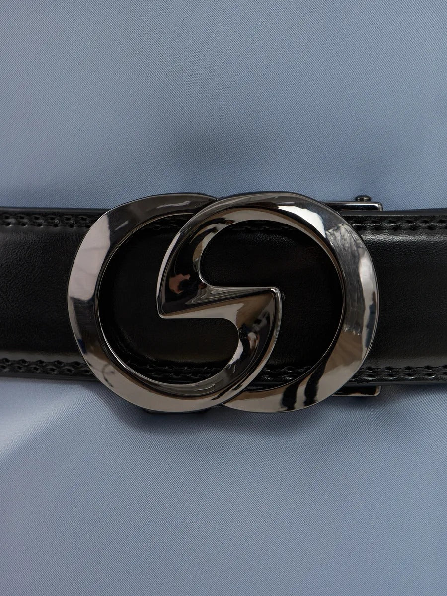 Ceinture en cuir femme, boucle automatique métal, boucle double G, largeur 3.5 cm, style classique moderne, modèle Gala