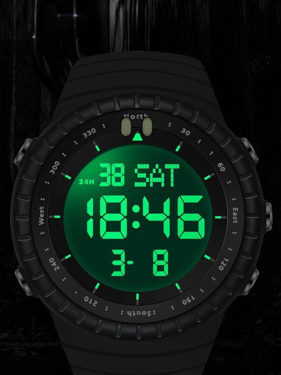 Montre digitale sport mixte, affichage LED, étanche, chronomètre, double fuseau horaire, modèle Dolce - Montre - Noir