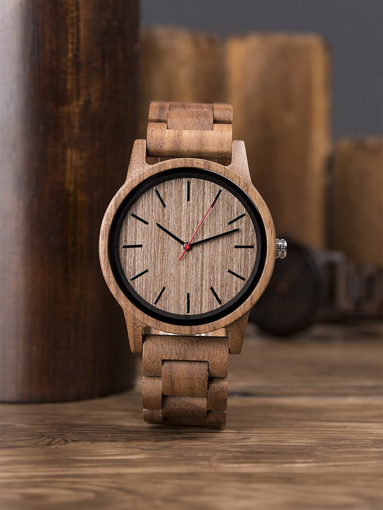 Montre en bois, cadran minimaliste, mouvement quartz japonais, design naturel, modèle Xode - Montre - Marron