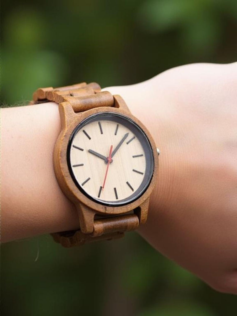 Montre en bois, cadran minimaliste, mouvement quartz japonais, design naturel, modèle Xode - Montre - Marron