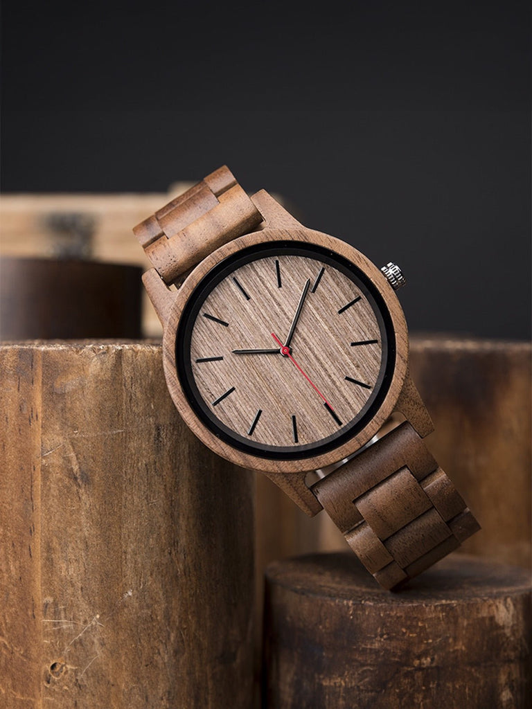 Montre en bois, cadran minimaliste, mouvement quartz japonais, design naturel, modèle Xode - Montre - Marron