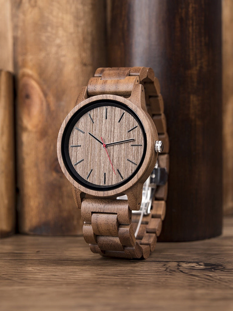 Montre en bois, cadran minimaliste, mouvement quartz japonais, design naturel, modèle Xode - Montre - Marron