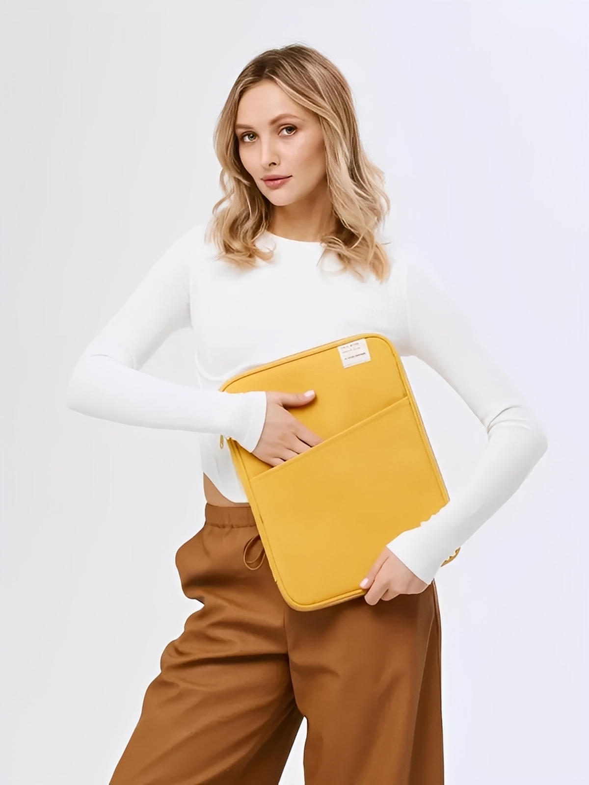 ousse ordinateur portable, housse MacBook, protection tablette, sacoche fine, étui déperlant, modèle Constance - Housse - Jaune M