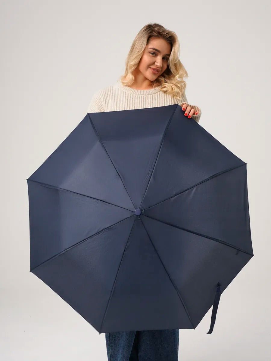 Parapluie pliant automatique, anti - vent, protection UV, compact et résistant, un incontournable, modèle Kali - Sacoche - Bleu marine